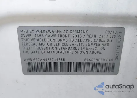 2011 Volkswagen Cc Sport z USA, uszkodzony, nr VIN WVWMP7AN4BE719385